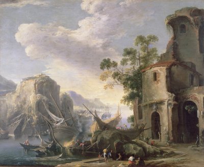 Uitzicht op een Baai door Salvator Rosa